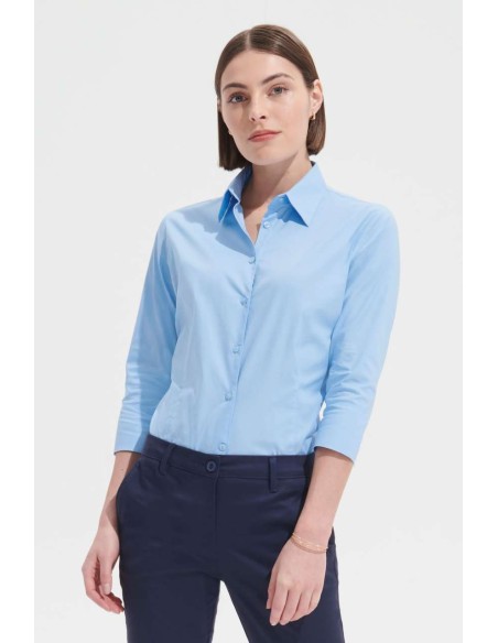 SOL-17010-Womens Stretch-3/4-Sleeve Blouse Effect 2